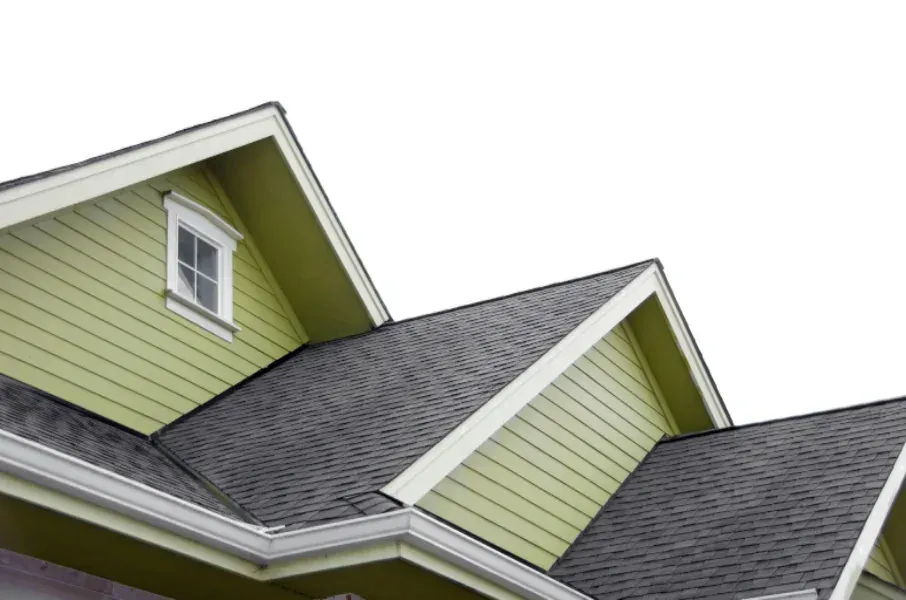 Ridge detail on a newly shingled roof